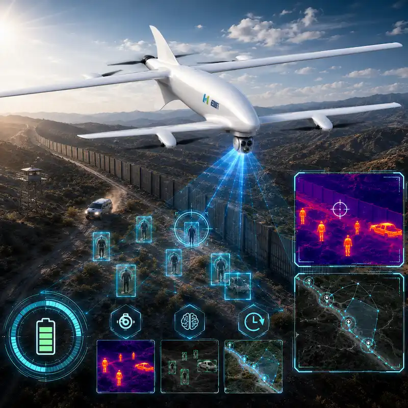 Hydrogen vtol UAV for industrial surveillance