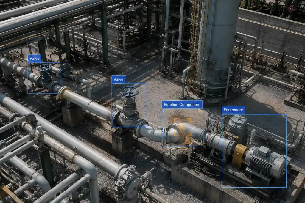 AI drone camera system for industrial monitoring and target recognition