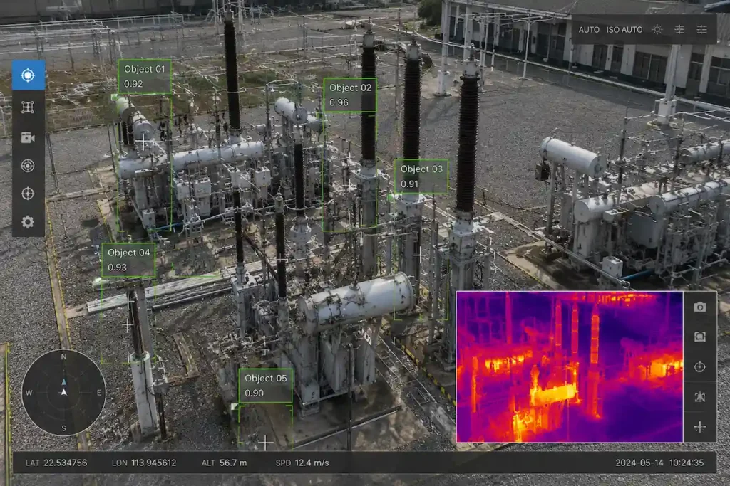 AI EO IR payload with target recognition and tracking for professional UAV inspection