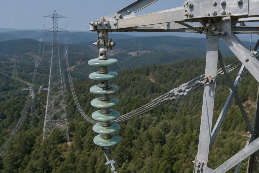 Drone power line inspection of insulators conductors and tower components