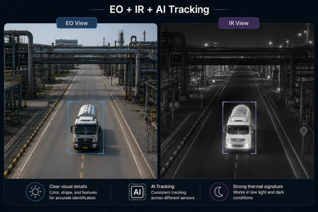 EO IR AI payload for automatic target tracking on professional drones