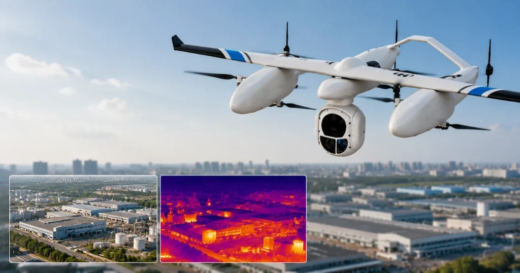 EO IR payload with optical and thermal imaging for professional drones