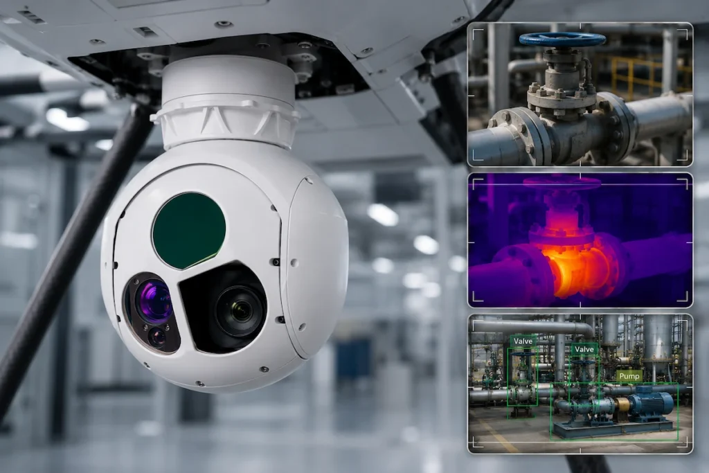 Integrated EO IR AI camera payload system for professional UAVs
