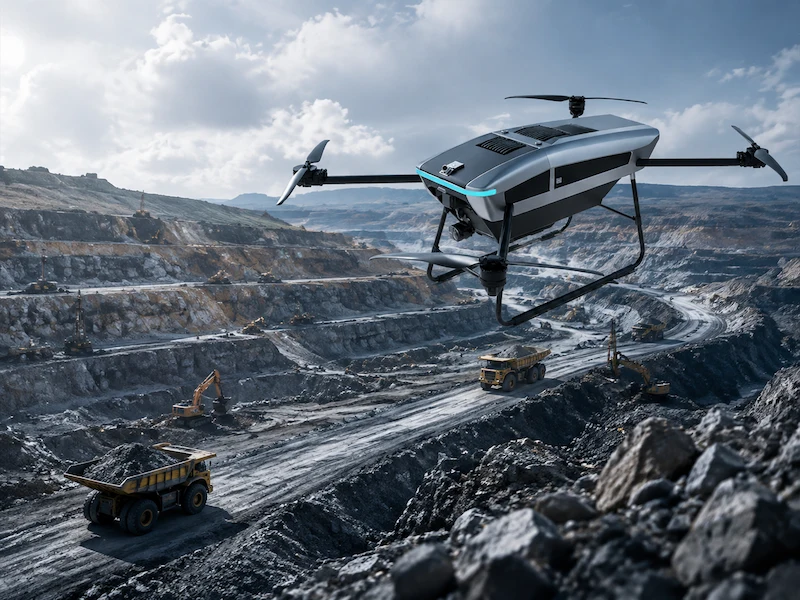 Drone surveillance system for mining operations