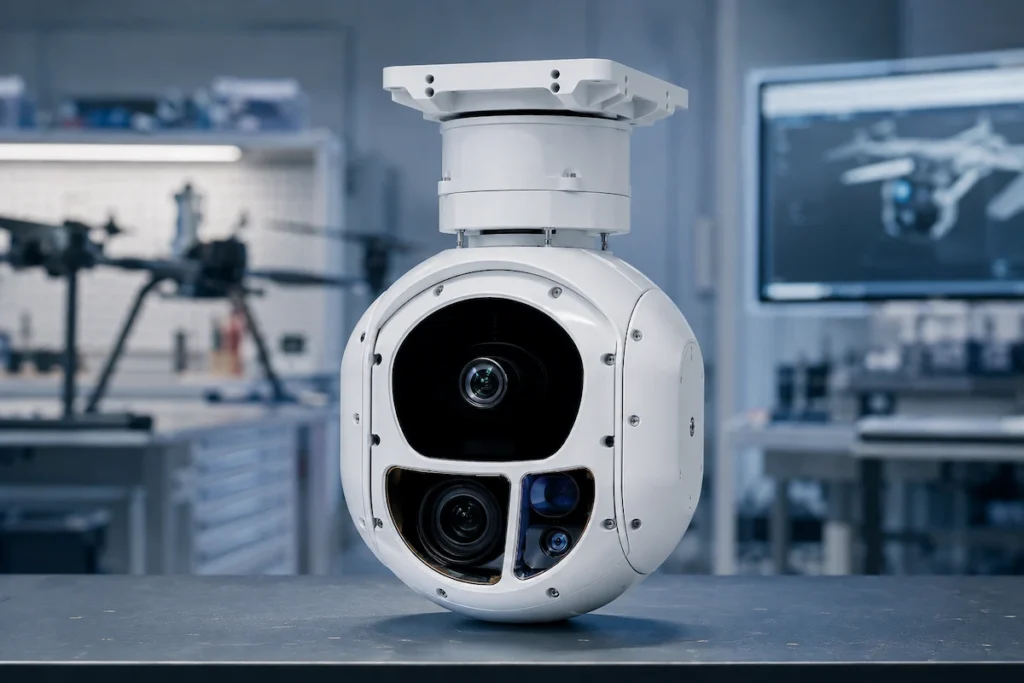 Multi-sensor EO IR payload with optical thermal and laser sensors