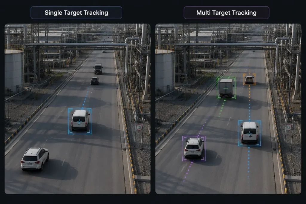 Single and multi-target tracking for professional UAV surveillance