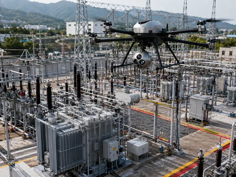 UAV inspecting electrical substation infrastructure