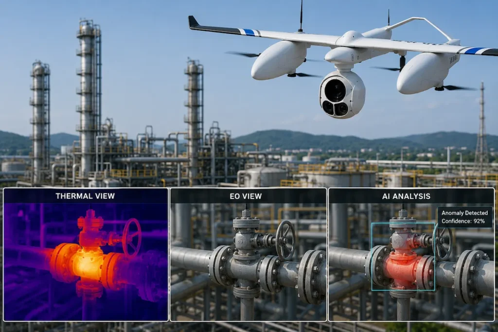 Thermal EO and AI payload system for professional UAV inspection