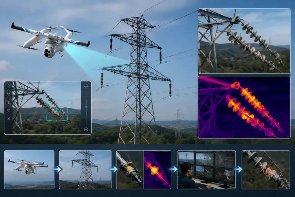UAV inspection workflow for power grid monitoring