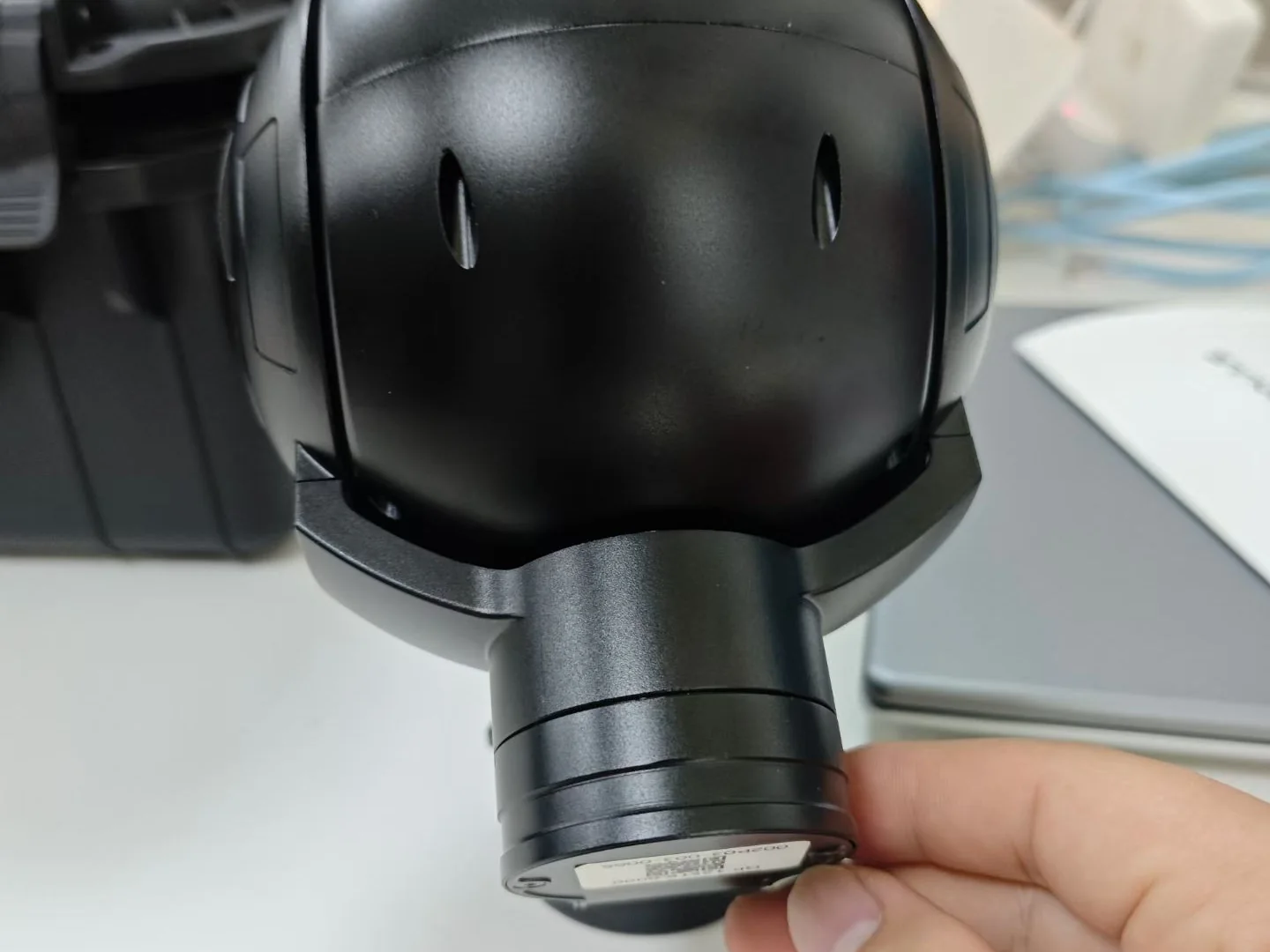 Black gimbal camera payload with coated daylight optics