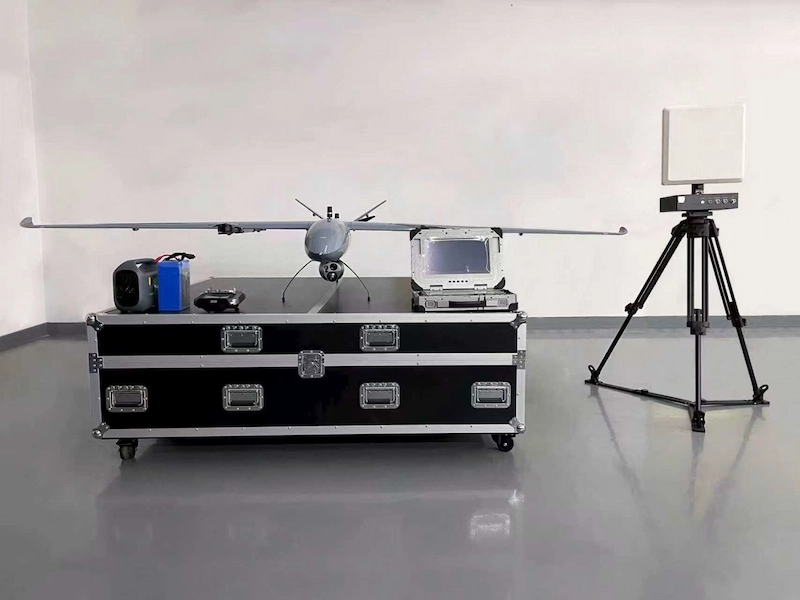 SQ-290T gimbal camera payload integrated on a fixed-wing UAV with ground control station