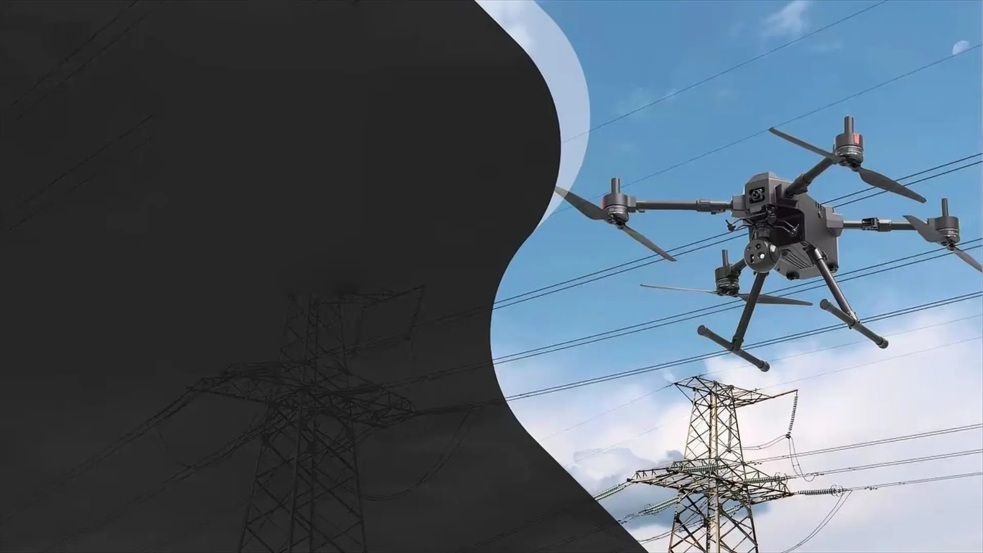 Multirotor UAV with a HITS camera payload patrolling overhead power lines